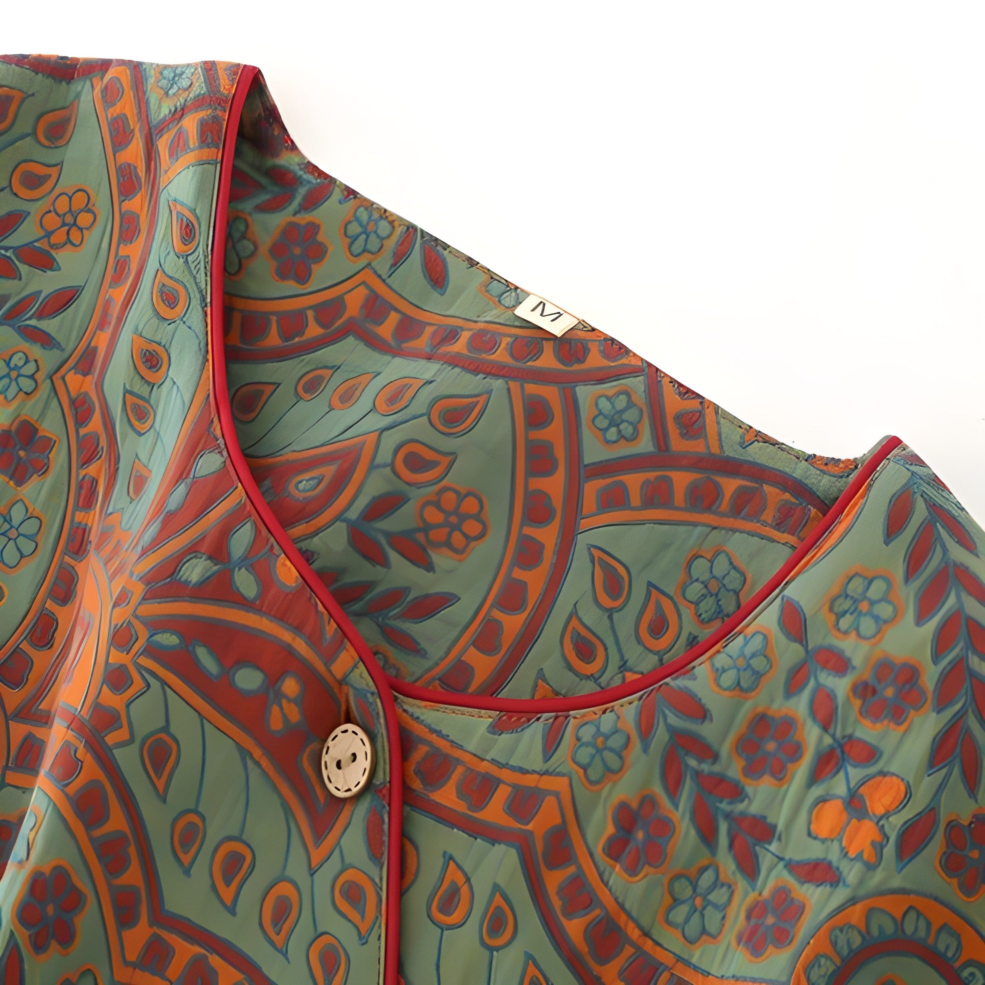 Vintage Jacquard-sett – Rund Hals, Komfortabelt Loungeantrekk