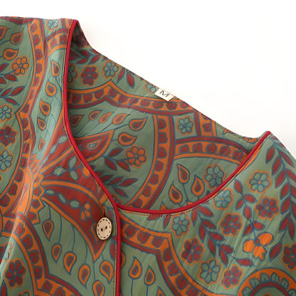Vintage Jacquard-sett – Rund Hals, Komfortabelt Loungeantrekk