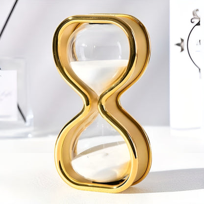 Sandglass med farget sand – Dekorativ og avslappende | Elegant metallramme ca. 30 min - Hvit Sand ca. 30 Minuten
