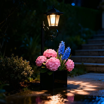Solcellelampe med Blomsterpotte – Dekorativ og Stemningsfull | Perfekt for Balkong og Terrasse - Belysning for gangstier