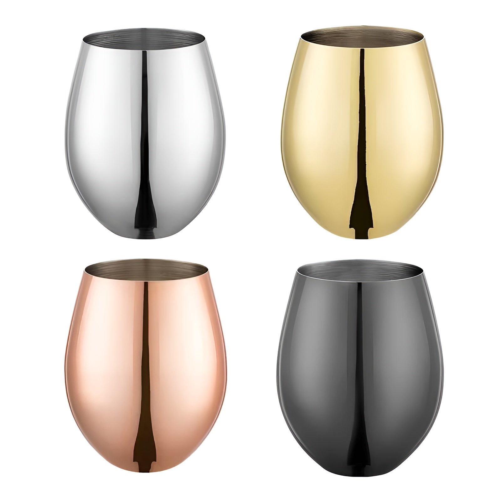 Eggformede Cocktailglass i Rustfritt Stål (2-Pakning) – Stilrene og Holdbare | Perfekt for Cocktails og Longdrinks