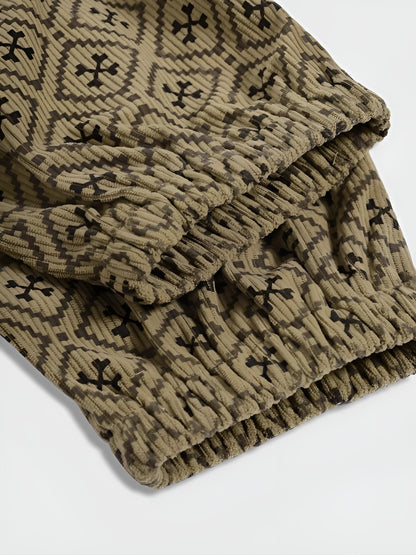 Vintage Herrebukser I Kordfløyel – Rutete Design | Avslappet Komfort