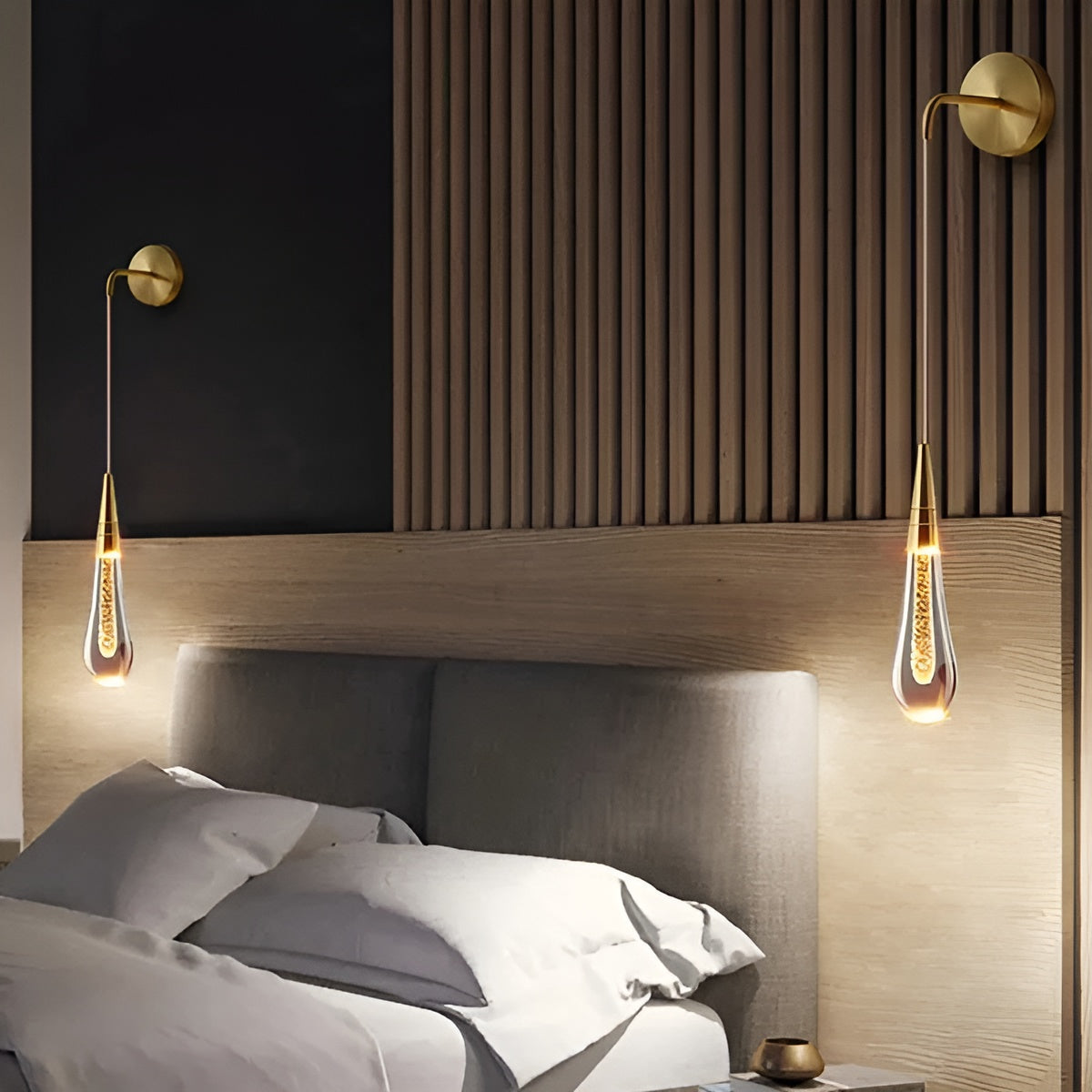 Glitrende Regndråper Krystallpendellampe – Stilig Og Elegant Vegglampe Perfekt For Soverommet