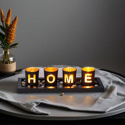 Glasslysestake med Tresokkel – Dekorativ og Lun Stemning | Perfekt for Telys og Hjemmedekor