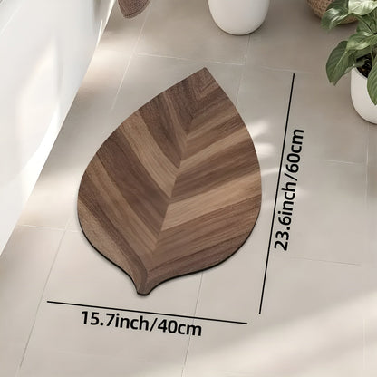 Baderomsmatte i Bladform – Vannabsorberende og Sklisikker | Hurtigtørkende Teppe for Dusj og Vask