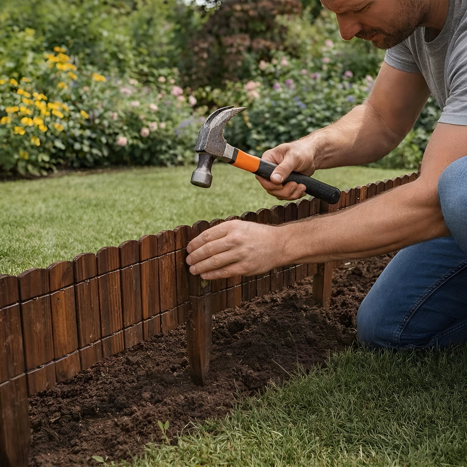 Hagefence Mørkebrun – Dekorativ Gulrotramme-plenkant For Blomsterbed Og Landskapsarkitektur