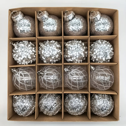 Julekuler Sett (16 stk, Ø 6 cm) – Elegante Kuler i Champagne | Perfekt til Juletreet