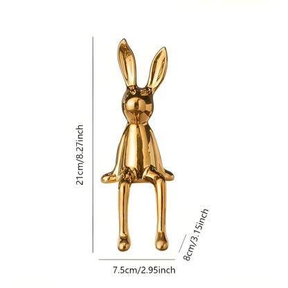 Sittende Kaninfigur i Keramikk (2–3 stk) – Søt og Dekorativ | Perfekt til Påske, Hjem og Kontor