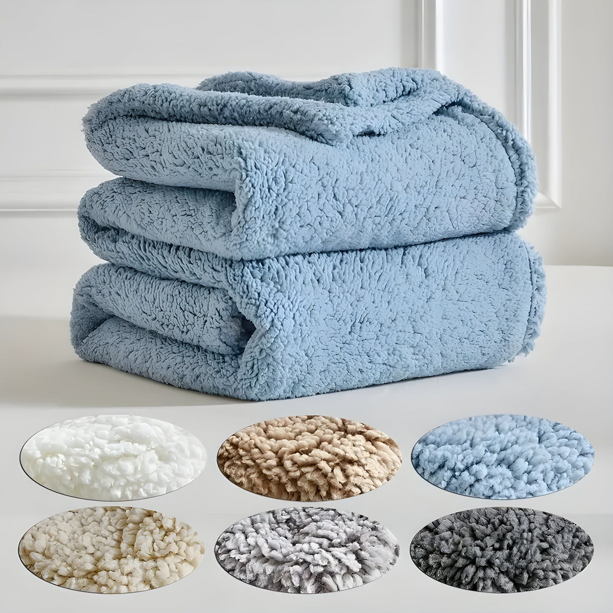 DoubleCozy Pledd – Avslappet Dobbeltsidig Sherpa-fleecepledd