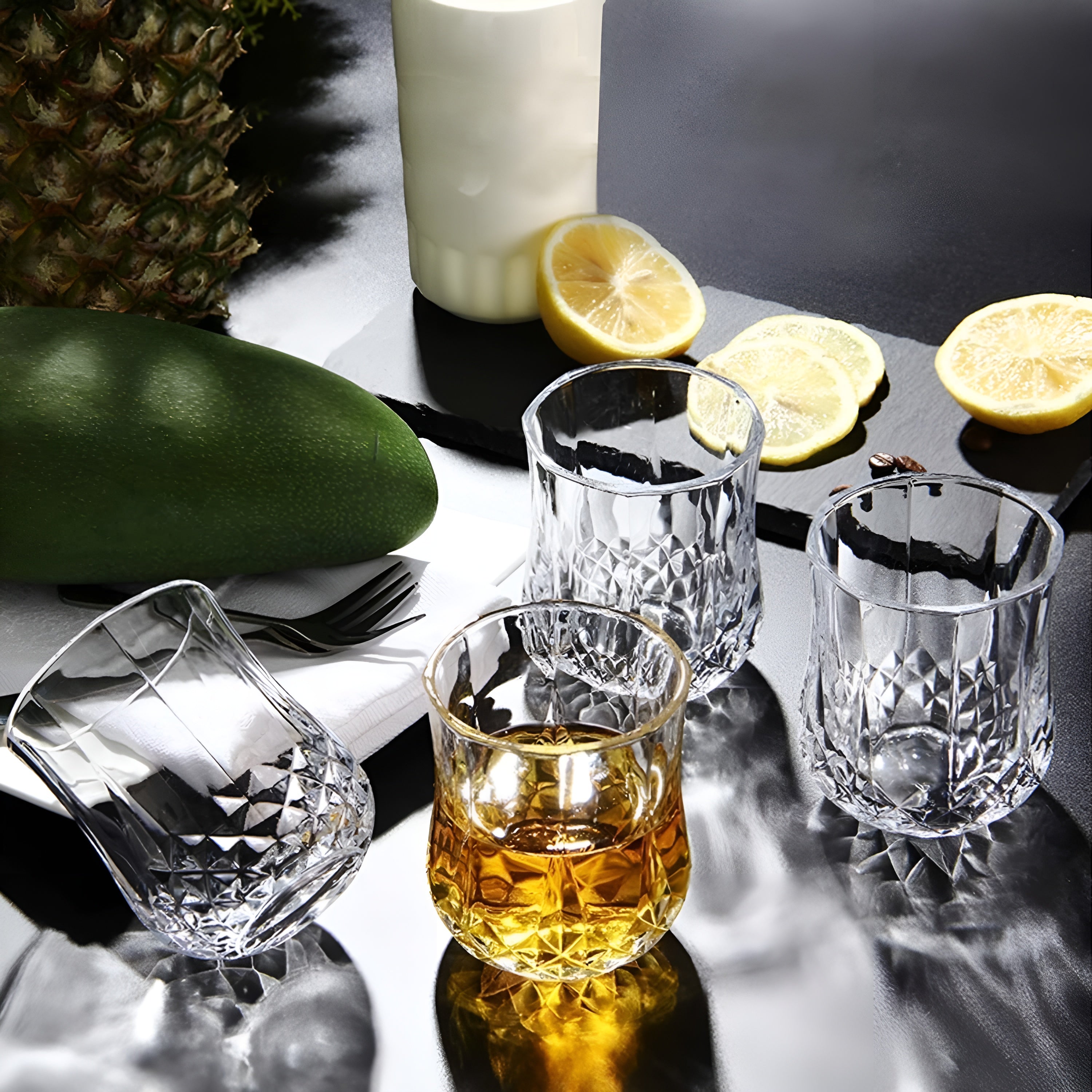 Whiskeygläser im 6er-Set – Vintage Mini-Gläser im Diamantschliff | Perfekt für Bar & Party