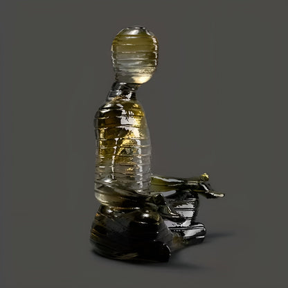 Meditative Yoga-Skulptur – Ruhige Figur in Lotusposition | Dekorative Resin-Statue für Zuhause - Gul fargeovergang