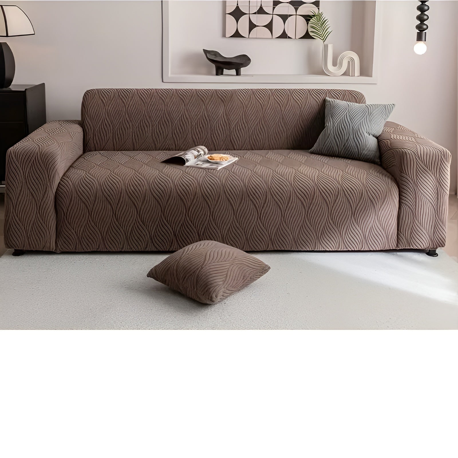 Elastischer Sofabezug aus Fleece – Weich und Gemütlich | Jacquard-Struktur, Perfekt für Sofa & Wohnraum