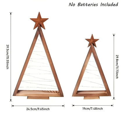 Juletre i Tre – Varmt Hvitbelyst | Perfekt for Bord, Peis og Festlig Dekor