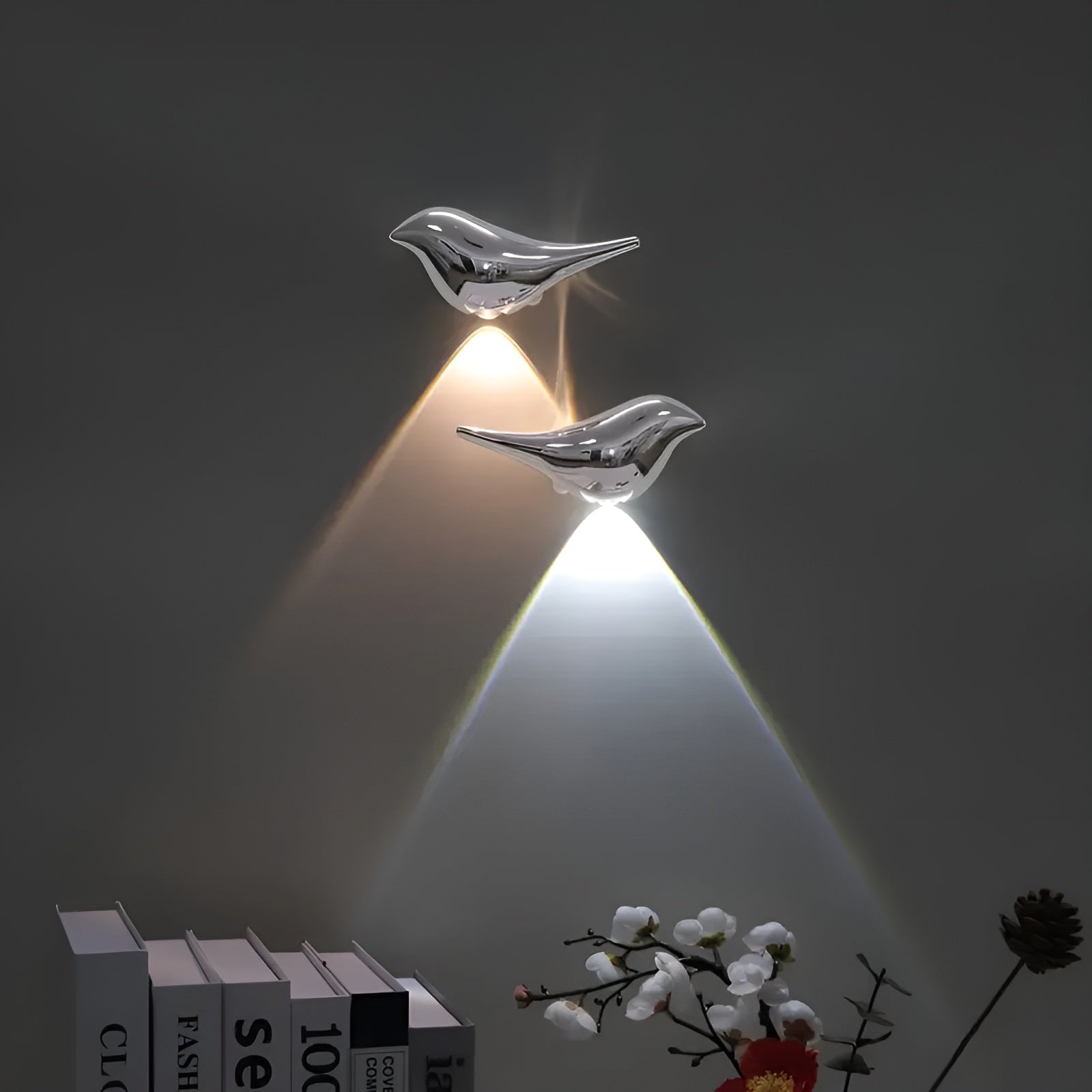 Vegglampe i fugledesign – Med bevegelsessensor | Justerbar lysfarge og lysstyrke