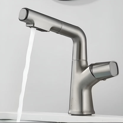 Ausziehbare Badezimmerarmatur für Waschbecken – Einhebel-Waschtischarmatur mit ausziehbarer Brause, Einloch-Montage