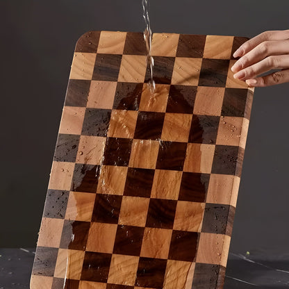 Skjærebrett i Tre med Sjakkmønster – Robust og Dekorativt | Perfekt til Kutting og Servering - Sjakkbrett-skjærebrett-S