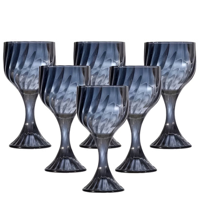 Retro drikkeglass med stett (6 stk) – Dekorative i rillet vintage-design | Elegante til borddekking og servering