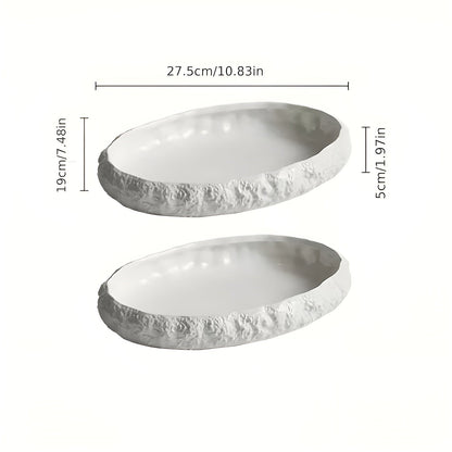 2er Set große Keramik-Fischplatten – Hochwertiges Serviergeschirr in Steinoptik | Perfekt für Fisch und Meeresfrüchte
