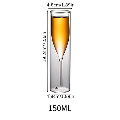 Dobbeltveggede Champagneglass i 4-pakning – Isolerende og Elegant | Perfekt til Champagne og Musserende Vin