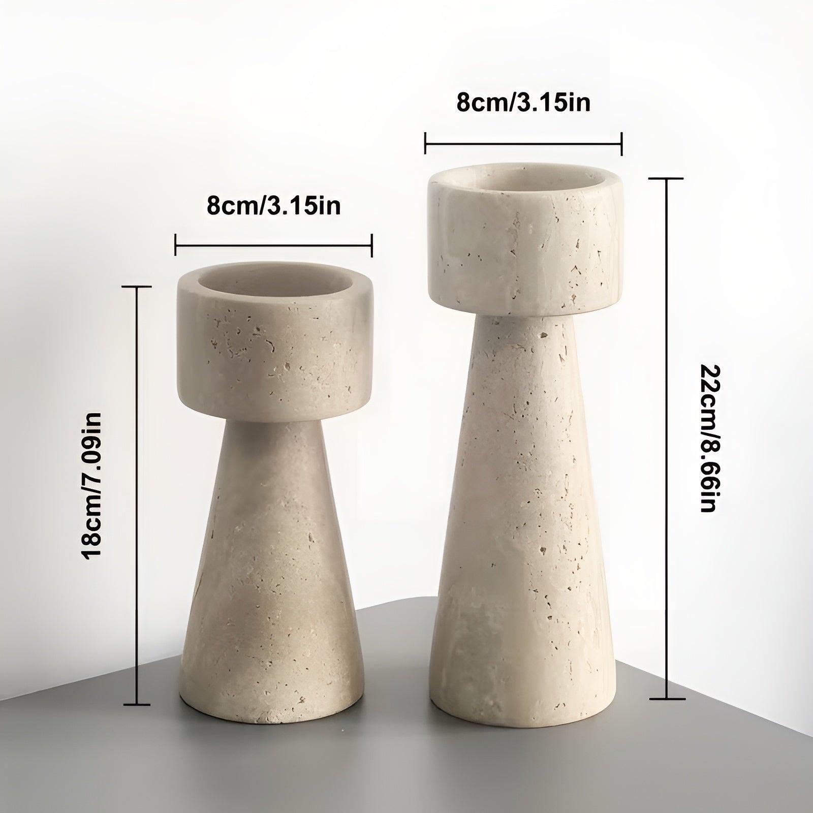 Marmorkerzenholder i Naturstein – Elegant og Dekorativ | Perfekt for Bord Bryllup og Hjem - Lysholdere