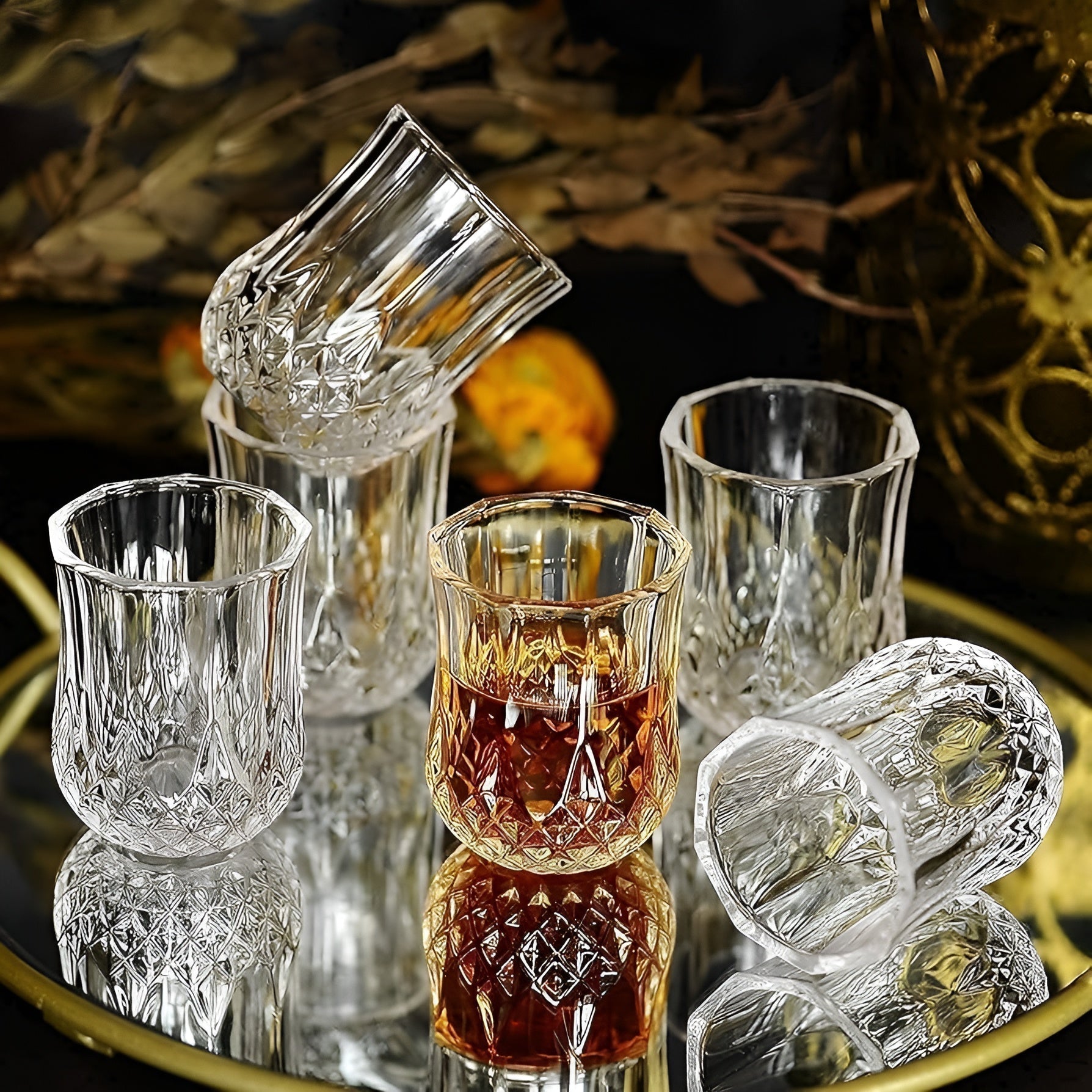 Whiskeygläser im 6er-Set – Vintage Mini-Gläser im Diamantschliff | Perfekt für Bar & Party