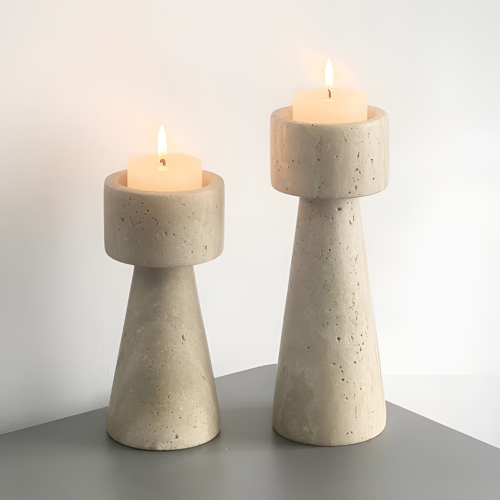 Marmorkerzenholder i Naturstein – Elegant og Dekorativ | Perfekt for Bord, Bryllup og Hjem