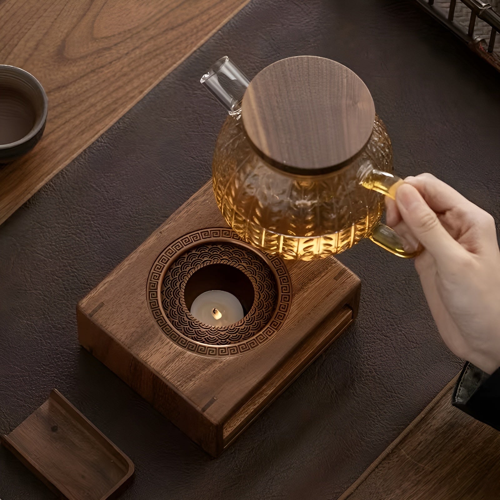 Tre-tekannevarmer Med Telys – Naturlig Og Varmebevarende | Ideell For Te-seremonier