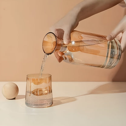 Glasskaraffelsett med 4 Glass – Stilrent og Dekorativt | 1,2L med Trelokk Perfekt for Vann og Juice - Karafler