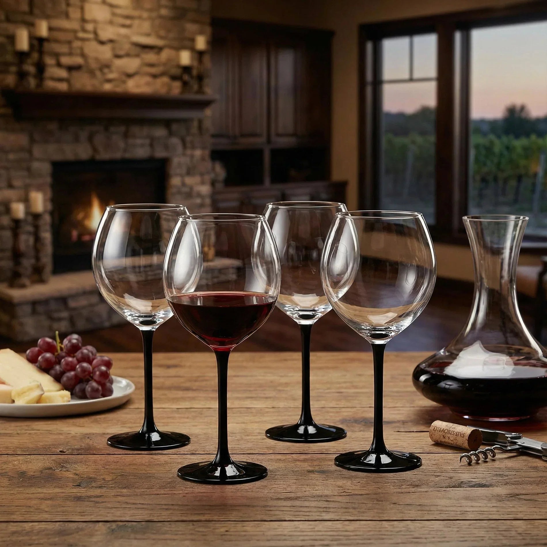 Onyx Vinglass, Sett Med 4 – Elegante Glass Til Rødvin Og Hvitvin