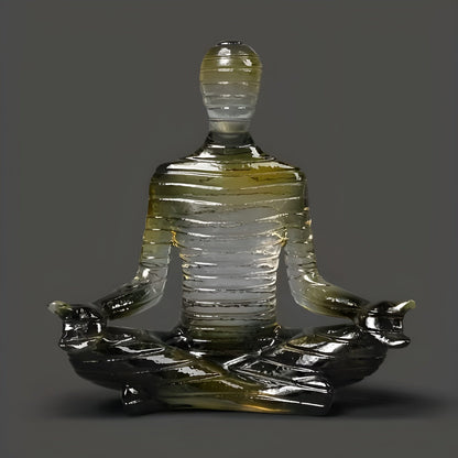 Meditative Yoga-Skulptur – Ruhige Figur in Lotusposition | Dekorative Resin-Statue für Zuhause - Gul fargeovergang