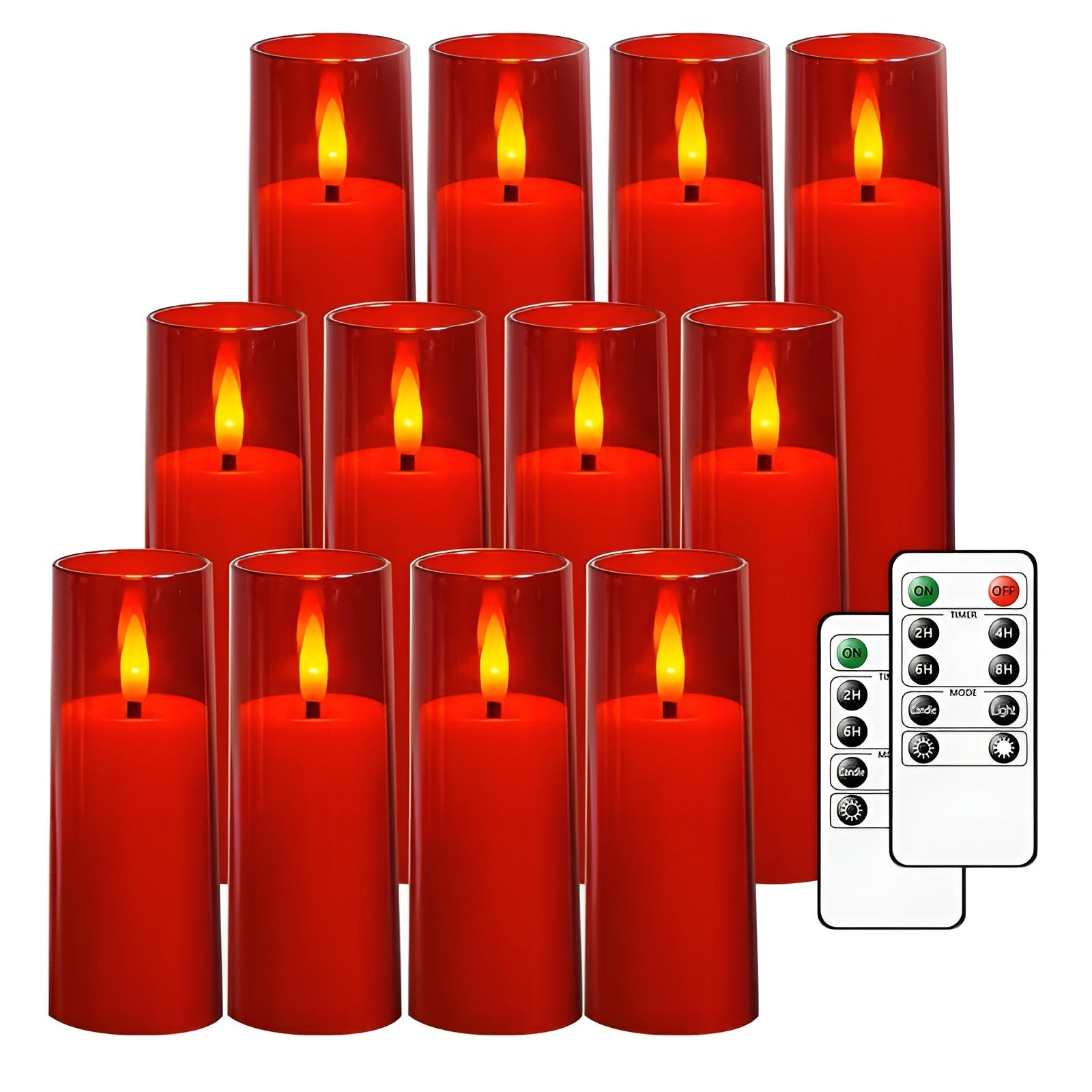 Sett Med 12 Flimrende Led-lys – Stemningsfull Belysning Uten Brannfare | Med Fjernkontroll Og Timer