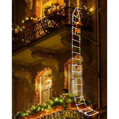 LED Julenisse med Stige – Lysende Juledekorasjon | For Innendørs og Utendørs Bruk, USB-drevet