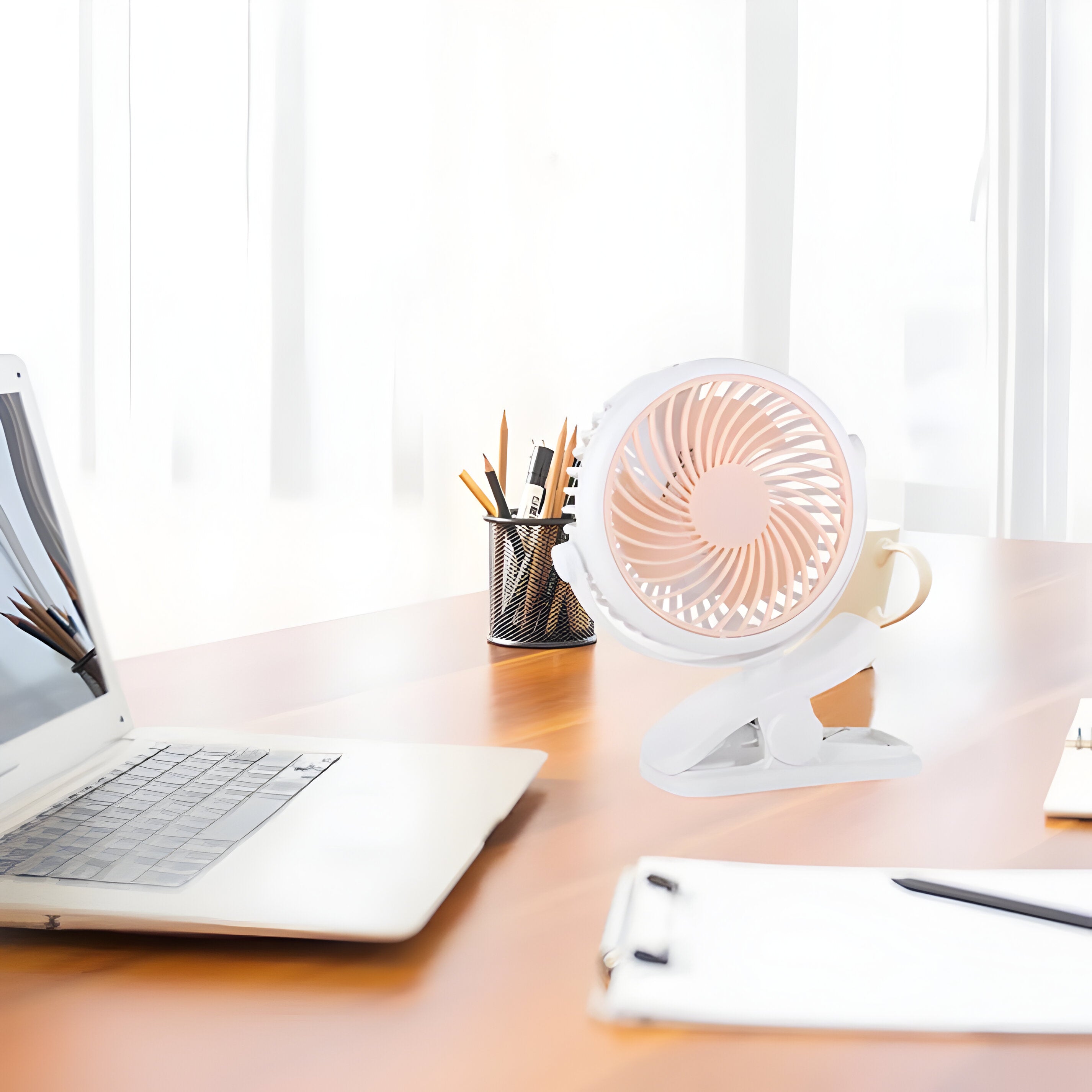 Stille klipsvifte– 360° Roterende Klips | Perfekt for Barnevogn, Kontor og Camping