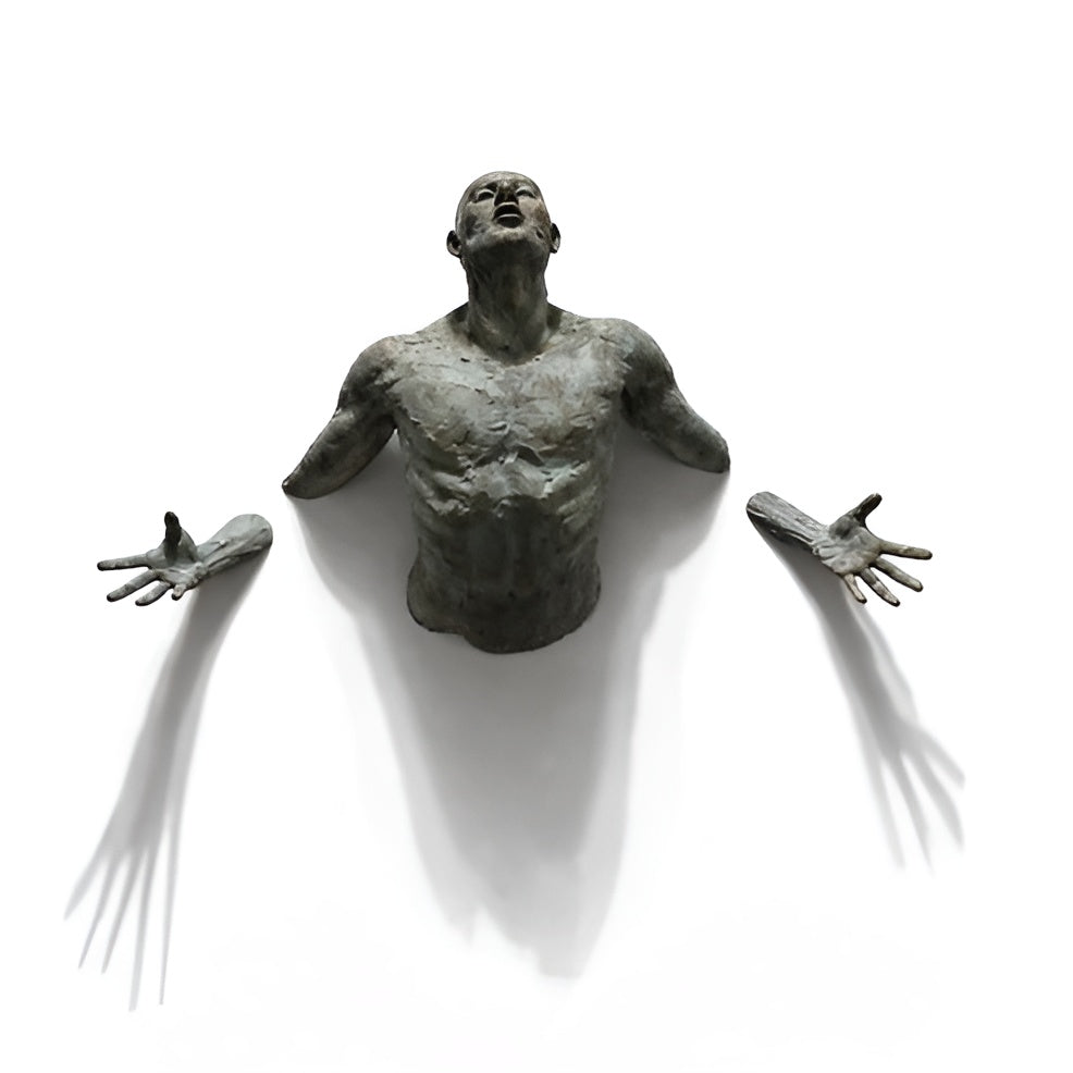 3d-Veggskulptur I Metall Med Kobberlook – Abstrakt Veggdekorasjon Til Stue Og Kontor