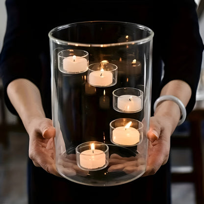Stor Roterbar Lysestake i Glass – Elegant og Dekorativ | Perfekt som Borddekorasjon - Lysholdere