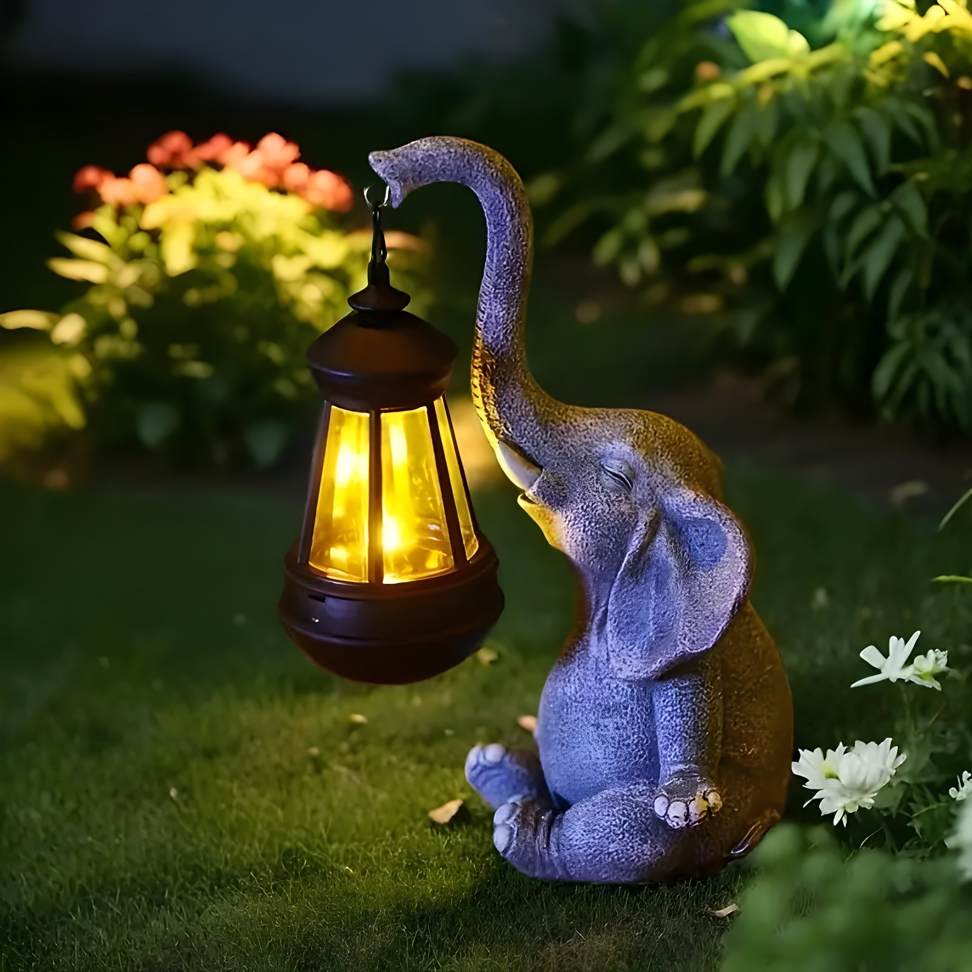 Klaren – Solardrevet Elefantstatue Med Led-lys