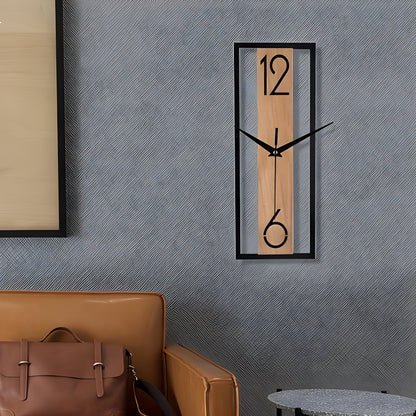 Rektangulær Veggklokke i Trelook – Moderne og Dekorativ | Perfekt for Stue, Kontor eller Kjøkken