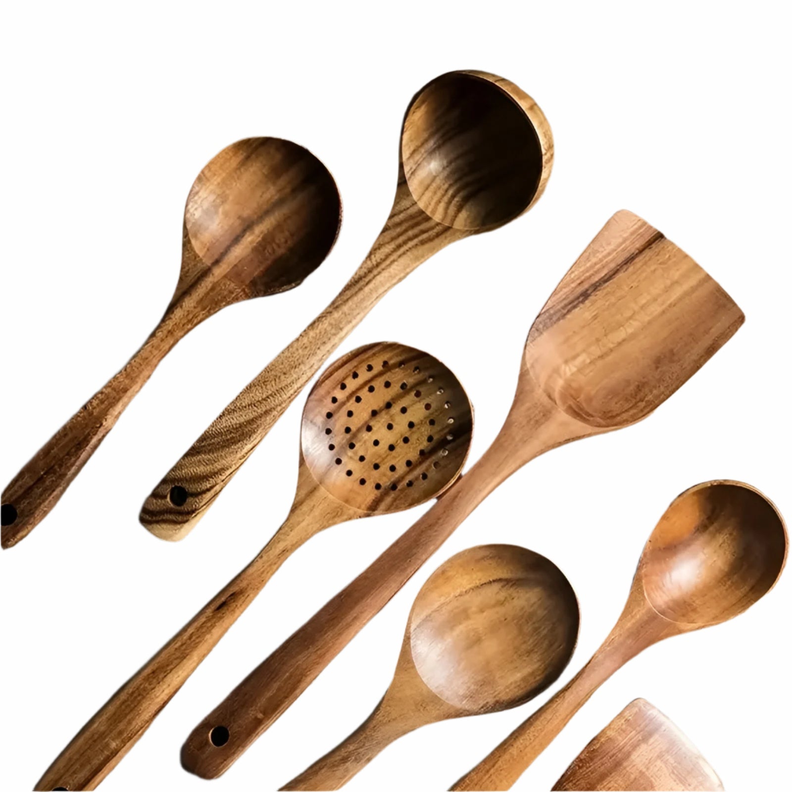 Kjøkkenredskaper i Tre – 5 Deler | Skånsomme og Naturlige for Non-Stick Panner