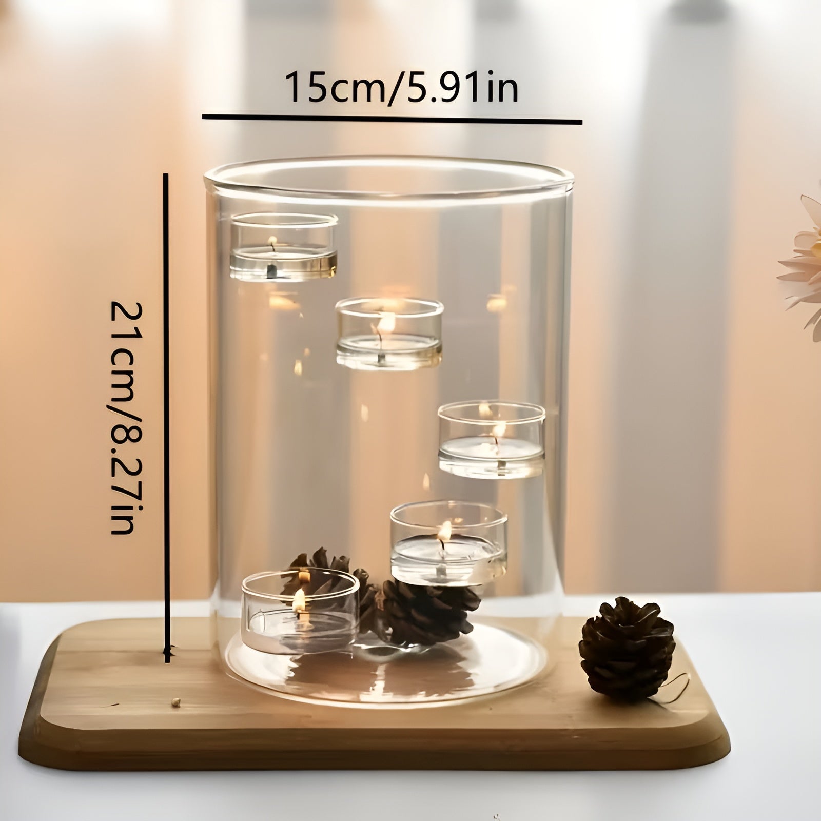 Stor Roterbar Lysestake i Glass – Elegant og Dekorativ | Perfekt som Borddekorasjon - Lysholdere