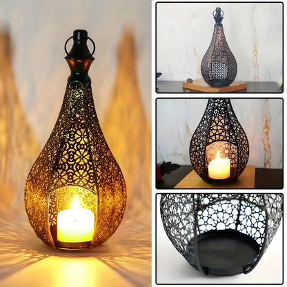 Svala – Lyslykt I Vintage Metall (Håndtak & Glasspaneler)