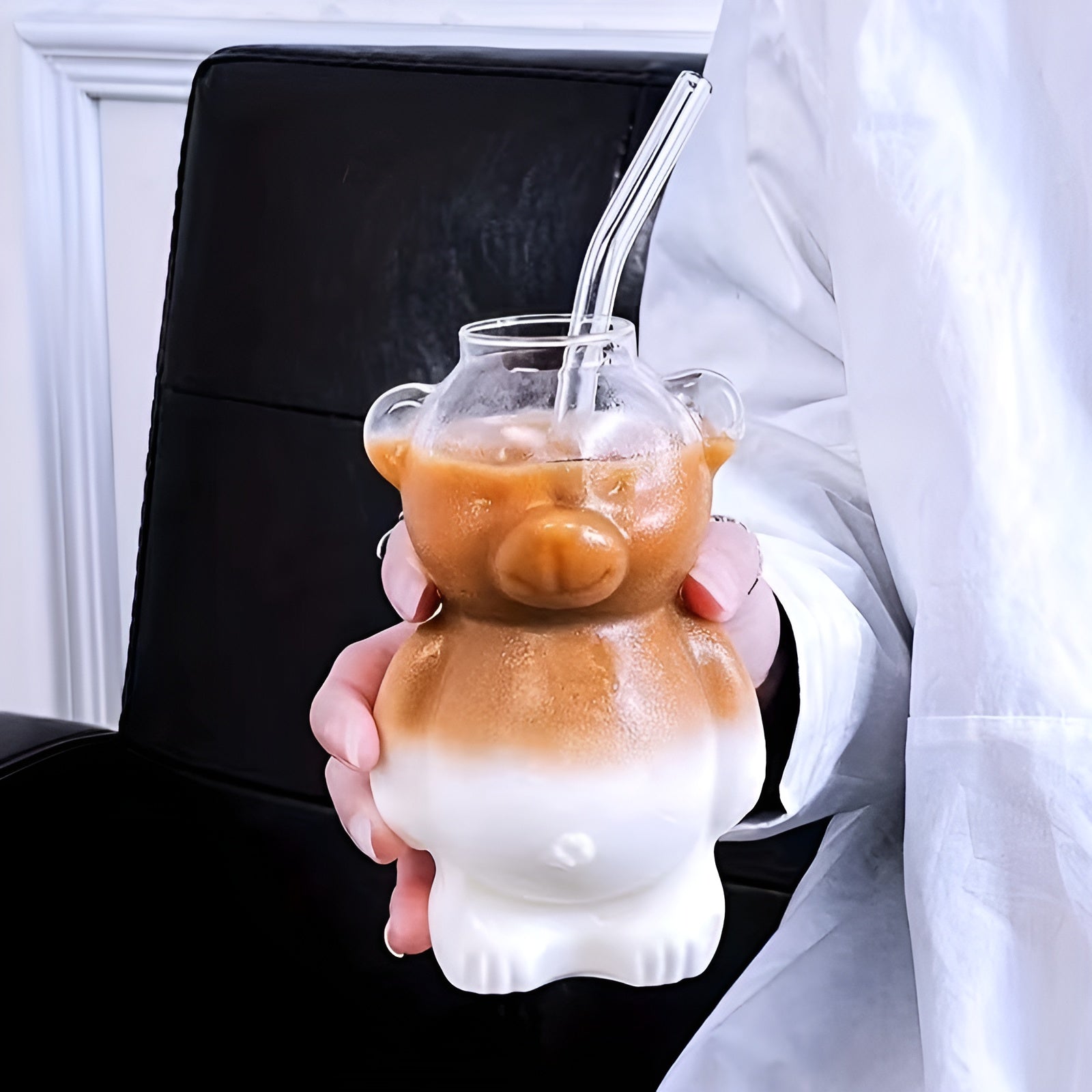 Bjørn Glassbeger Sett (2 Deler) – Søtt Design I Borosilikatglass | Med Glassstrå For Kaffe Og Cocktailer