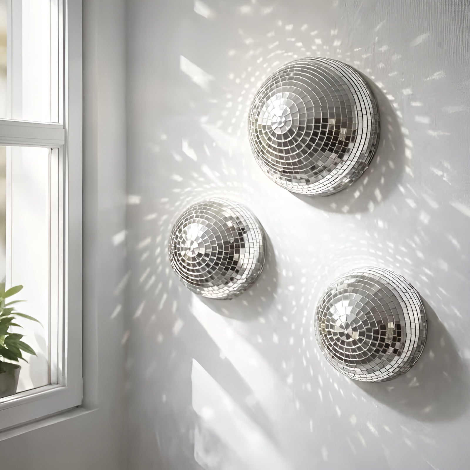 Diskospeil Til Veggdekorasjon – 3d-speilsett I Halvkuppelform Med Mosaikkeffekt For Stilig Innredning I Stuen