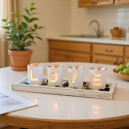 Glasslysestake med Tresokkel – Dekorativ og Lun Stemning | Perfekt for Telys og Hjemmedekor