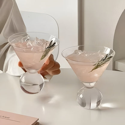 Retro Martiniglass Uten Stilk, 250 ML – Rosa Krystallcocktailglass I Vintage-design, Kan Brukes Om Igjen Og Tåler Oppvaskmaskin