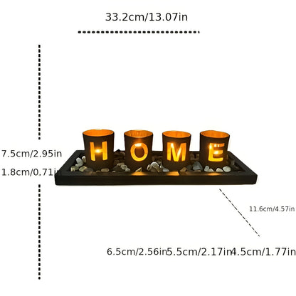 Glasslysestake med Tresokkel – Dekorativ og Lun Stemning | Perfekt for Telys og Hjemmedekor