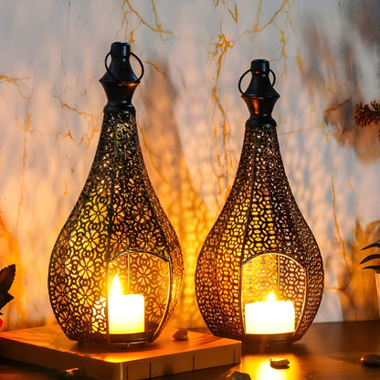 Svala – Lyslykt I Vintage Metall (Håndtak & Glasspaneler)