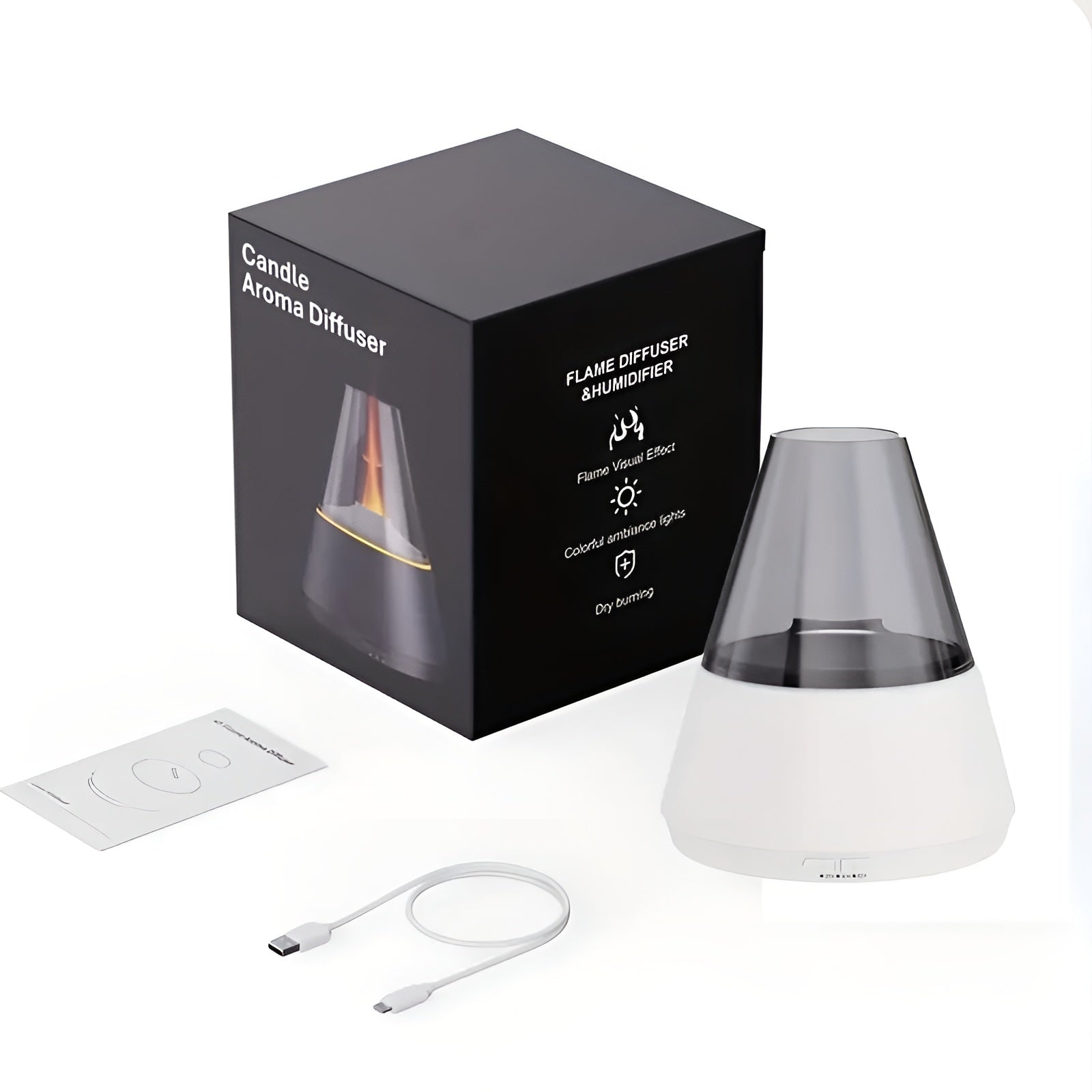 Aromadiffuser med Flammeeffekt – Naturlig Duft og Avslappende Atmosfære | USB, Timer og Automatisk Avstenging