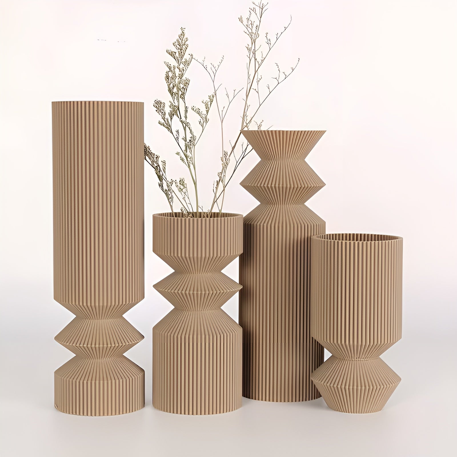 Vasesett i Art Deco-stil (4 deler) – Elegant og Dekorativt | Perfekt for Tørkede Blomster og Interiør