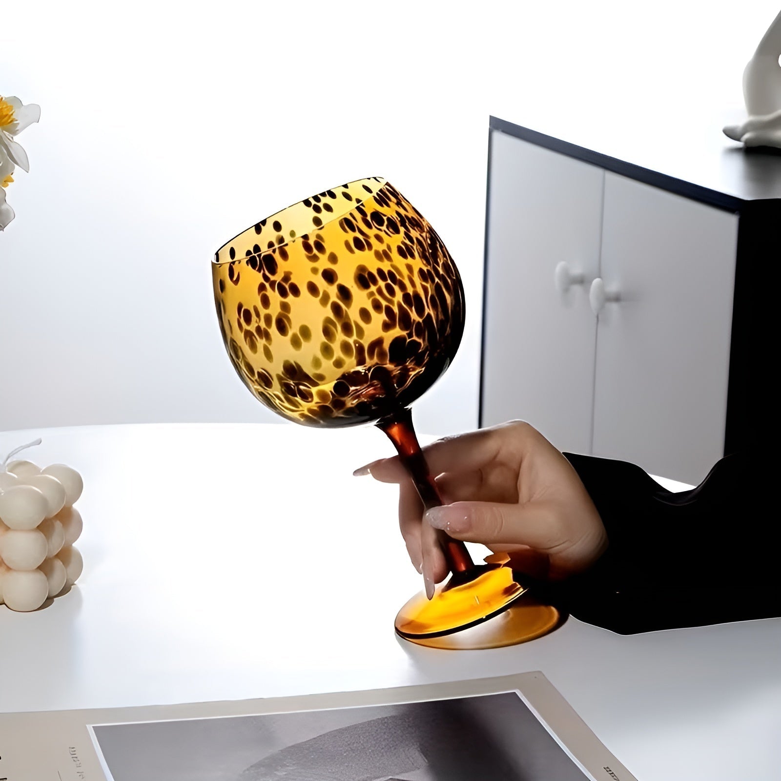 Vinglass Med Leopardmønster –  Vintage-design I Sett Med 2 | Perfekt For Spesielle Anledninger