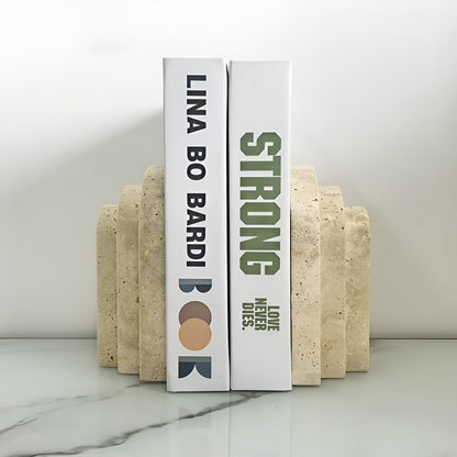 Bokstøtter i Naturmarmor – Massive og Elegante | Sklisikre og Perfekt for Bokhylle